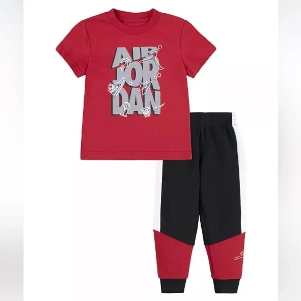 Jordan Little Boys Playground Fleece T-shirt and Pants Set joggers 4
